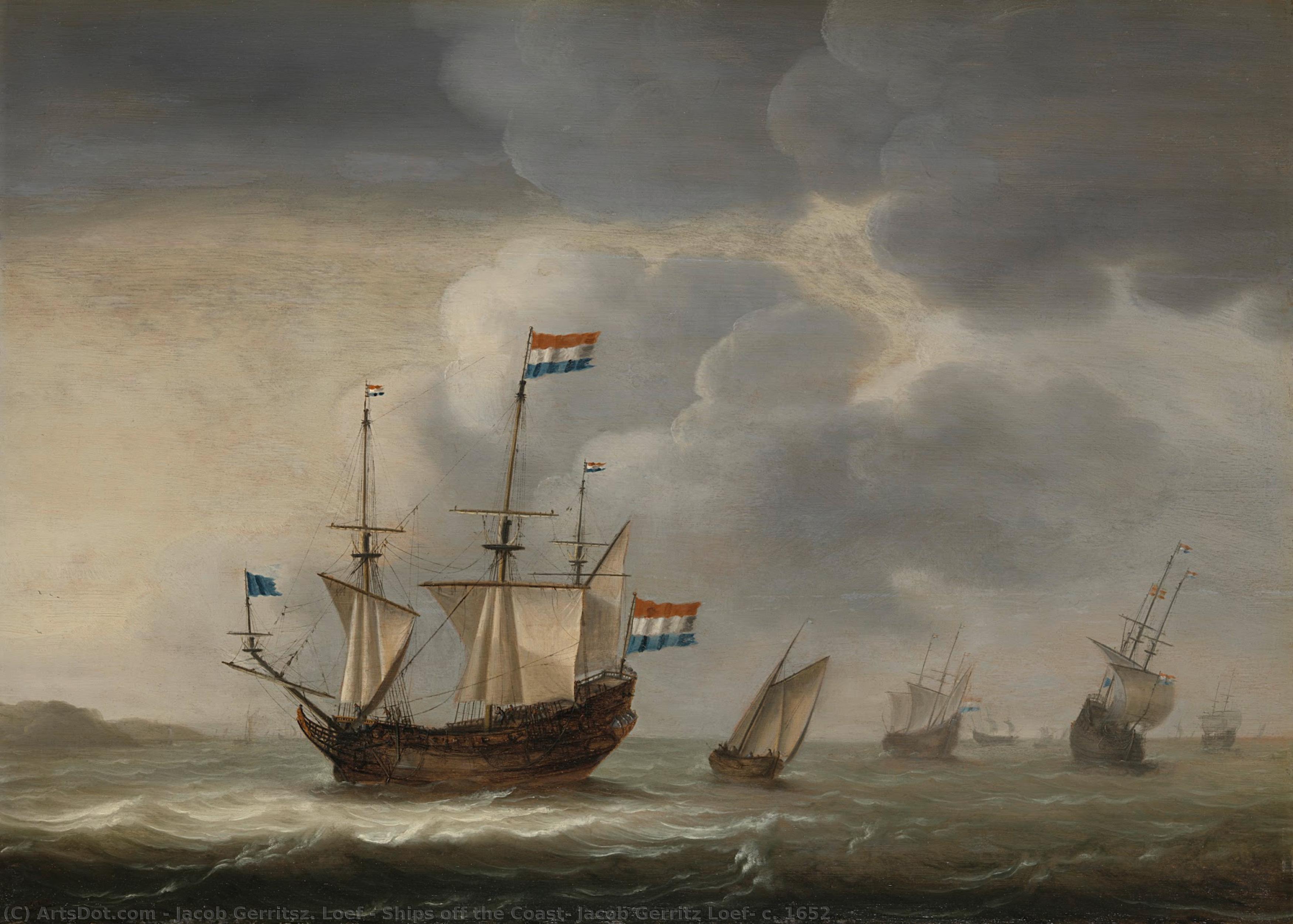 Ships Off The Coast, Jacob Gerritz Loef, C. 1652 — Jacob Gerritszoon Loef