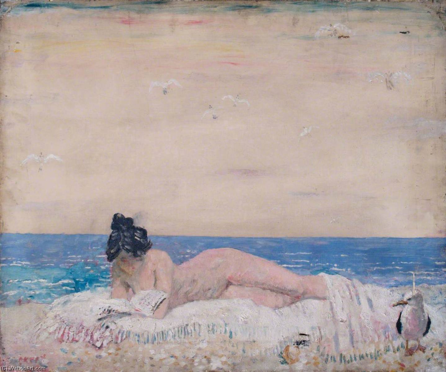 Nude Female Model (reading On The Seashore) — Sir William Newenham Montague Orpen