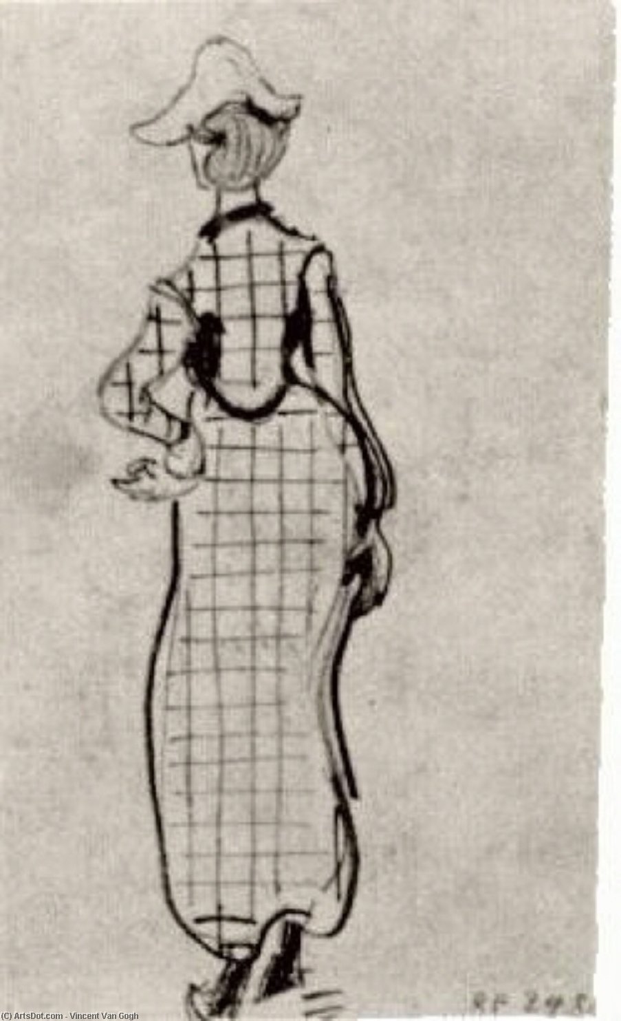 Lady With Checked Dress And Hat — Vincent Willem Van Gogh
