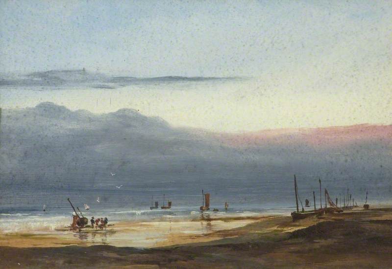 Beach With Boats And Figures — George Hornblower Simms