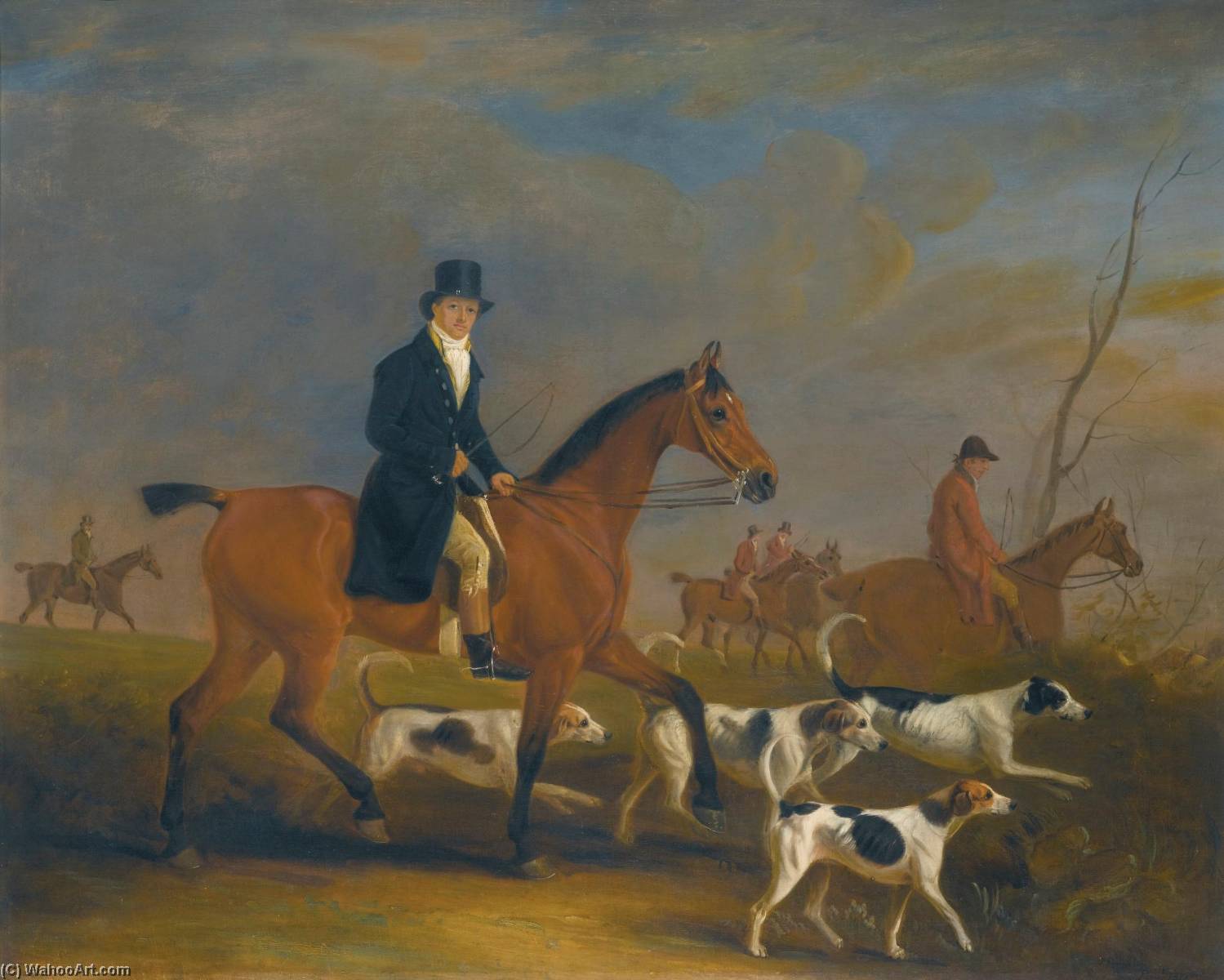 Henry Combe Compton (1789 1855) Mounted On Bay Hunter, With Hounds — John Ferneley, Snr
