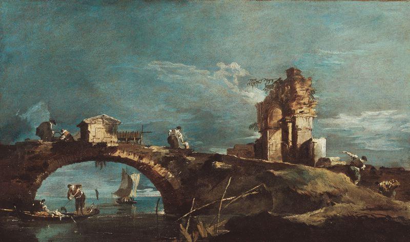 Capriccio. Lake, Bridge And Ruins — Francesco Lazzaro Guardi