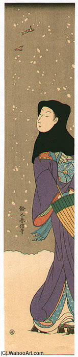 Woman In Snow — Suzuki Harunobu