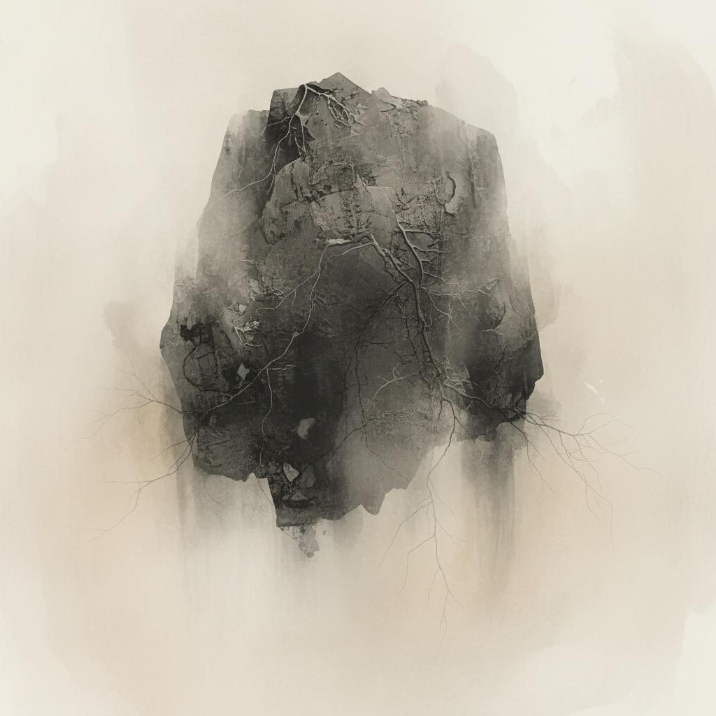 Monolithische Stille: Ein Ewiges Echo Aus Holzkohleschatten Und Dendritischen Adern — Laurent Roche