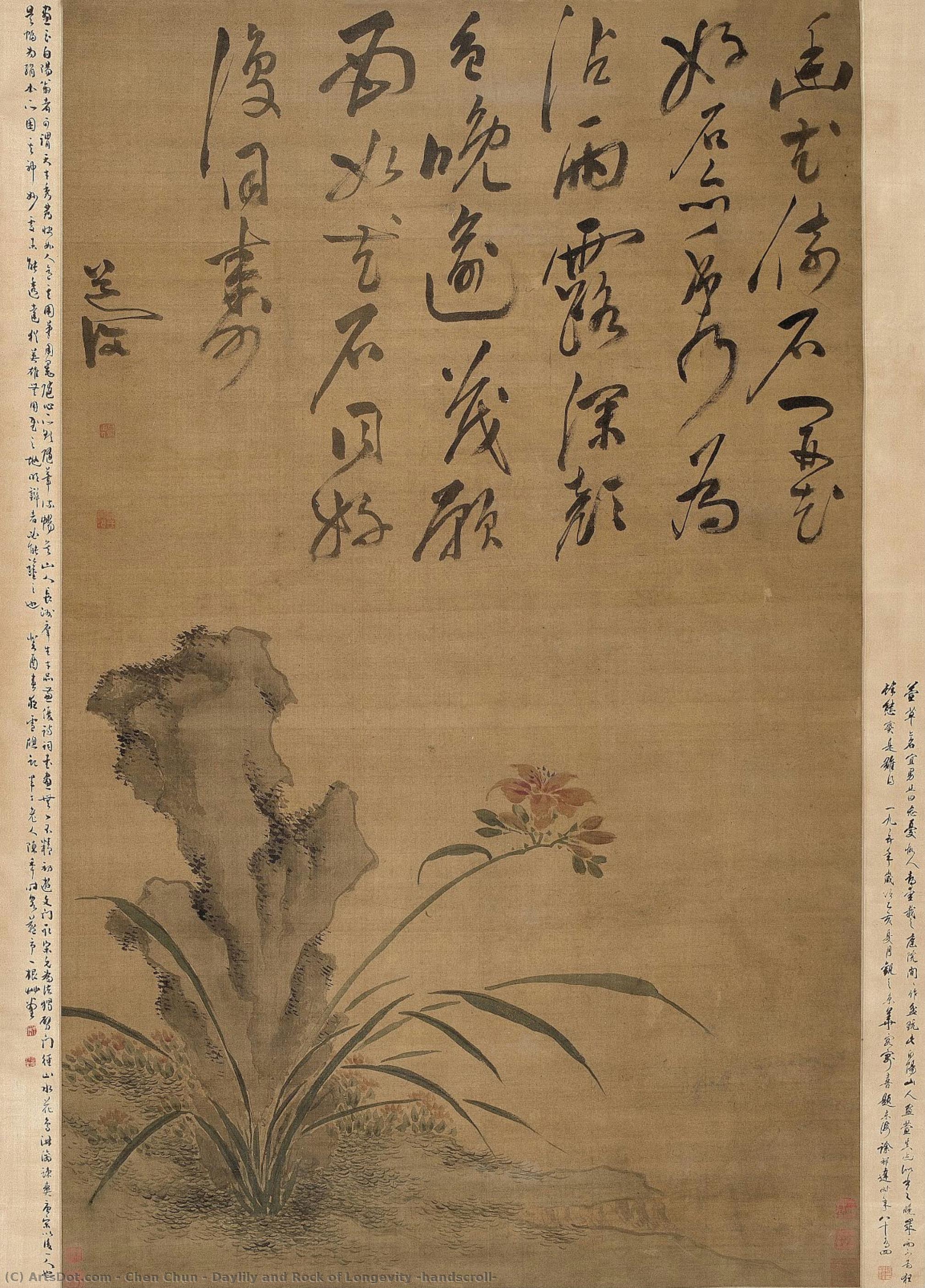 Daylily And Rock Of Longevity (handscroll) — Chen Chun