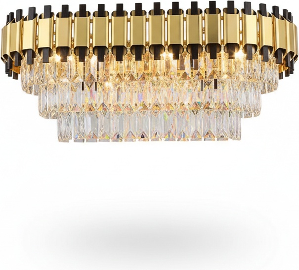 Golden Crystal Cascade Chandelier: Modern Luxury Lighting