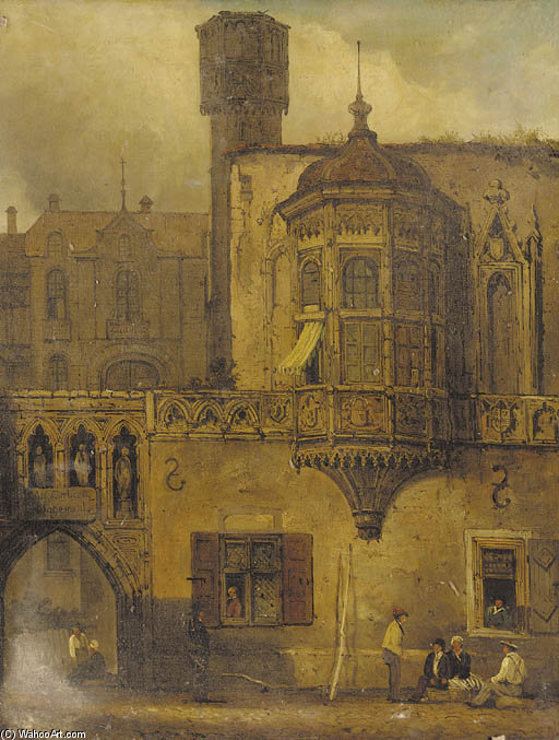 Figures Outside A Continental Courtyard — Сэмюэль Прут