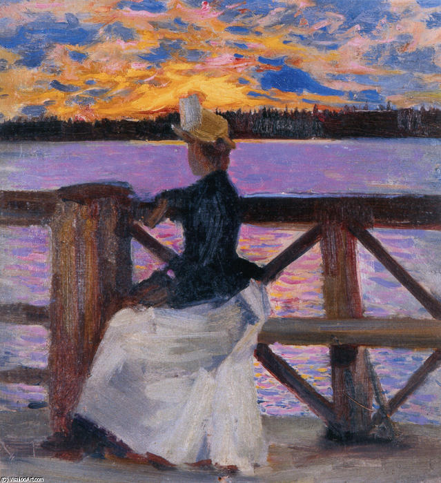 Marie Gallén At The Kuhmoniemi-bridge — Akseli Gallen-kallela