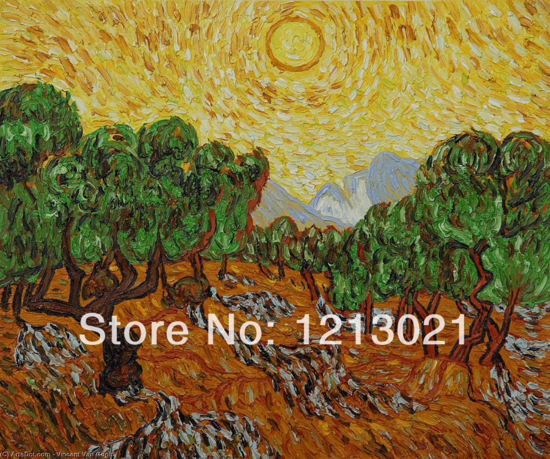Oliviers Et Soleil Jaune — Vincent Willem Van Gogh