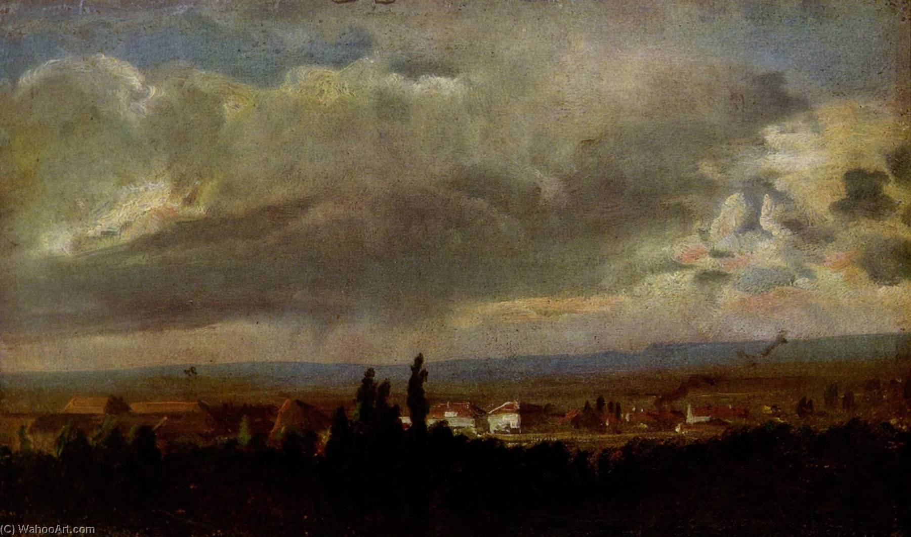 Norwegian Tordenvær I Nærheten Av Dresden Thunderstorm Near Dresden — Johan Christian Dahl