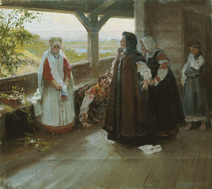 Spat On The Terrace — Klavdi Vasilievich Lebedev