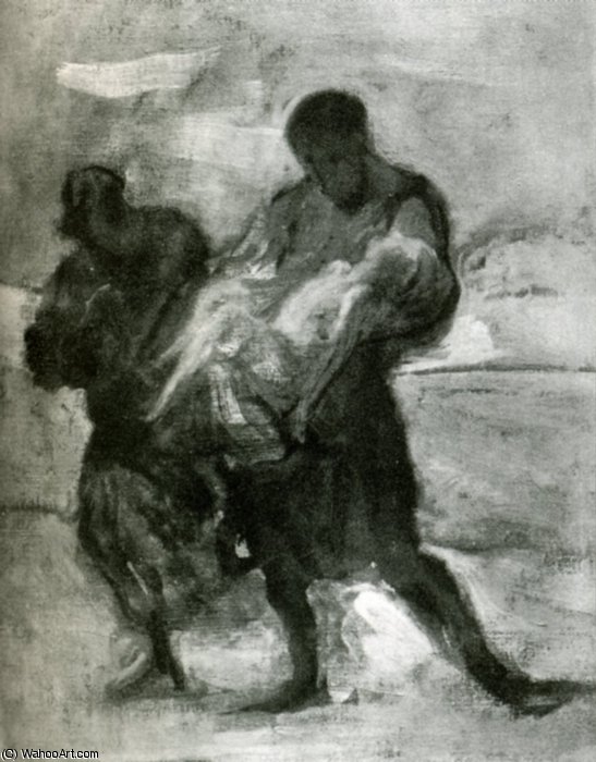 Sauvetage, Huile Sur Toile Rescue, Oil On Fabric — Honoré Daumier