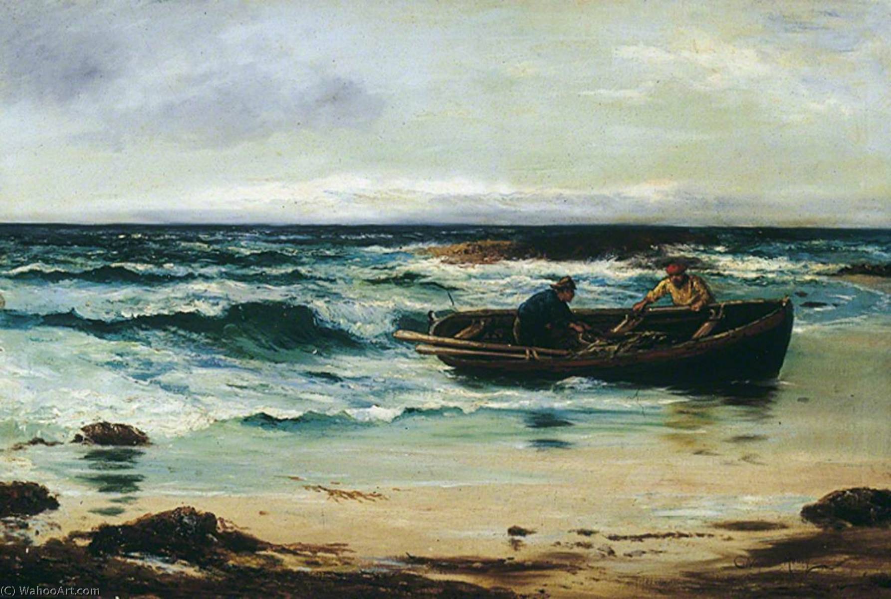 Fishermen Landing Catch On The Shore — Charles Napier Hemy