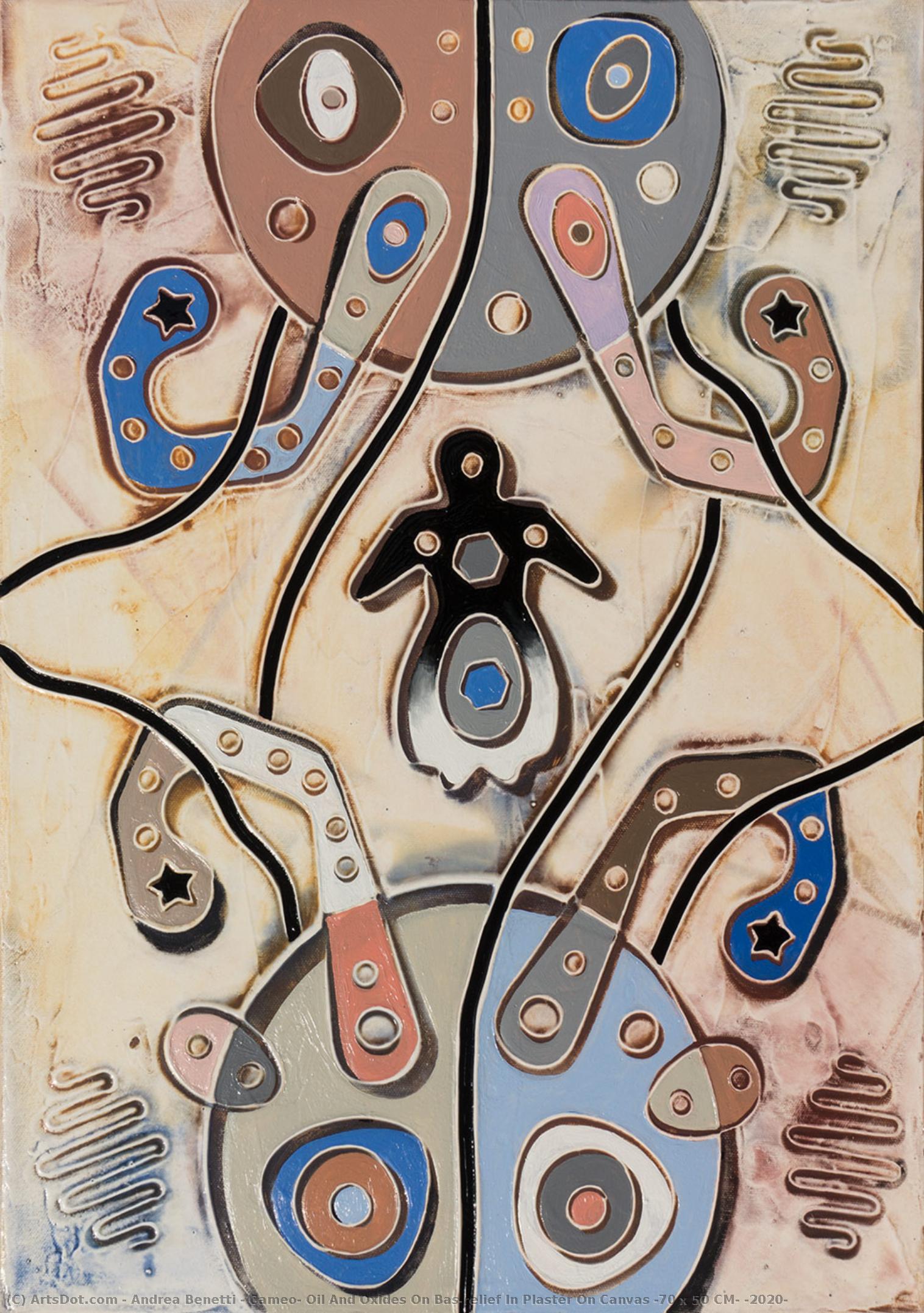 Cameo, Oil And Oxides On Bas-relief In Plaster On Canvas (70 X 50 Cm) (2020) — Andrea Benetti