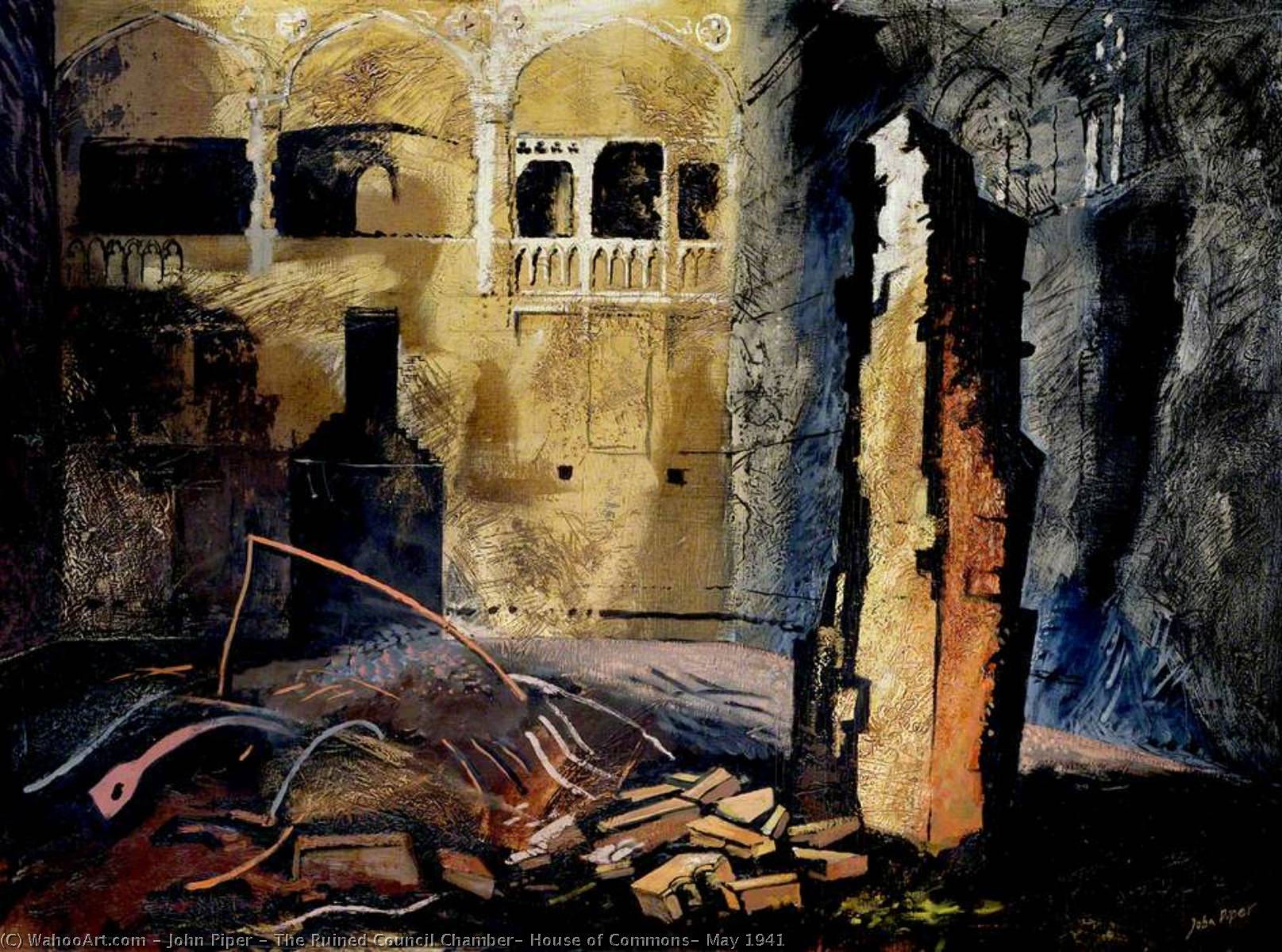The Ruined Council Chamber, House Of Commons, May 1941 — John Piper