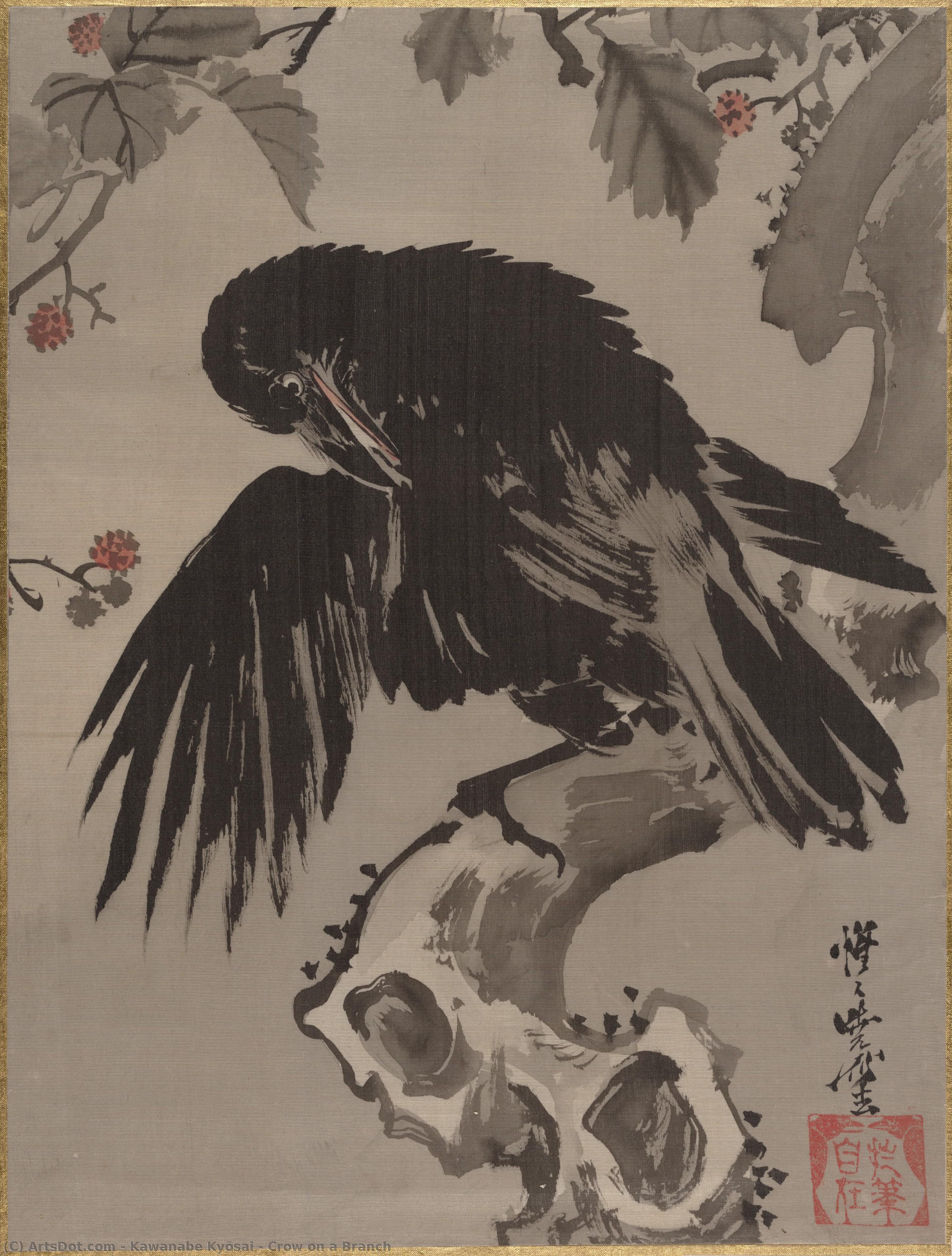 Crow On A Branch — Kawanabe Kyōsai