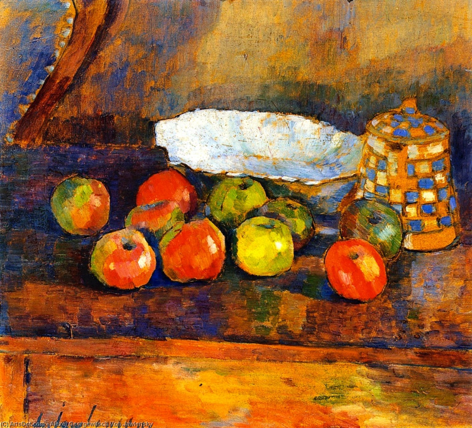 Still Life With Apples, Blue Bowl And Coffee Pot — Alexej Von Jawlensky