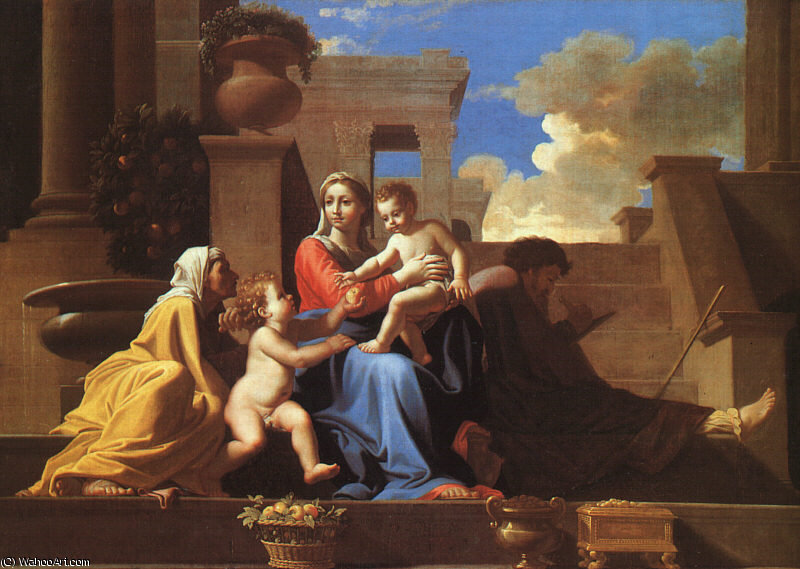 Holy Family On The Steps, Canvas, The Natio — Nicolas Poussin