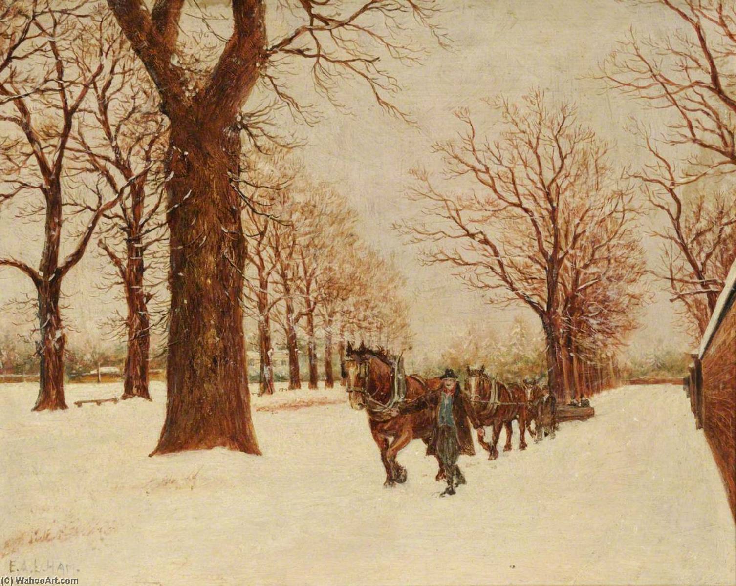 The Snow Plough Passing Norwood Green Pond, Norwood Green, Southall — Ernest A. L. Ham