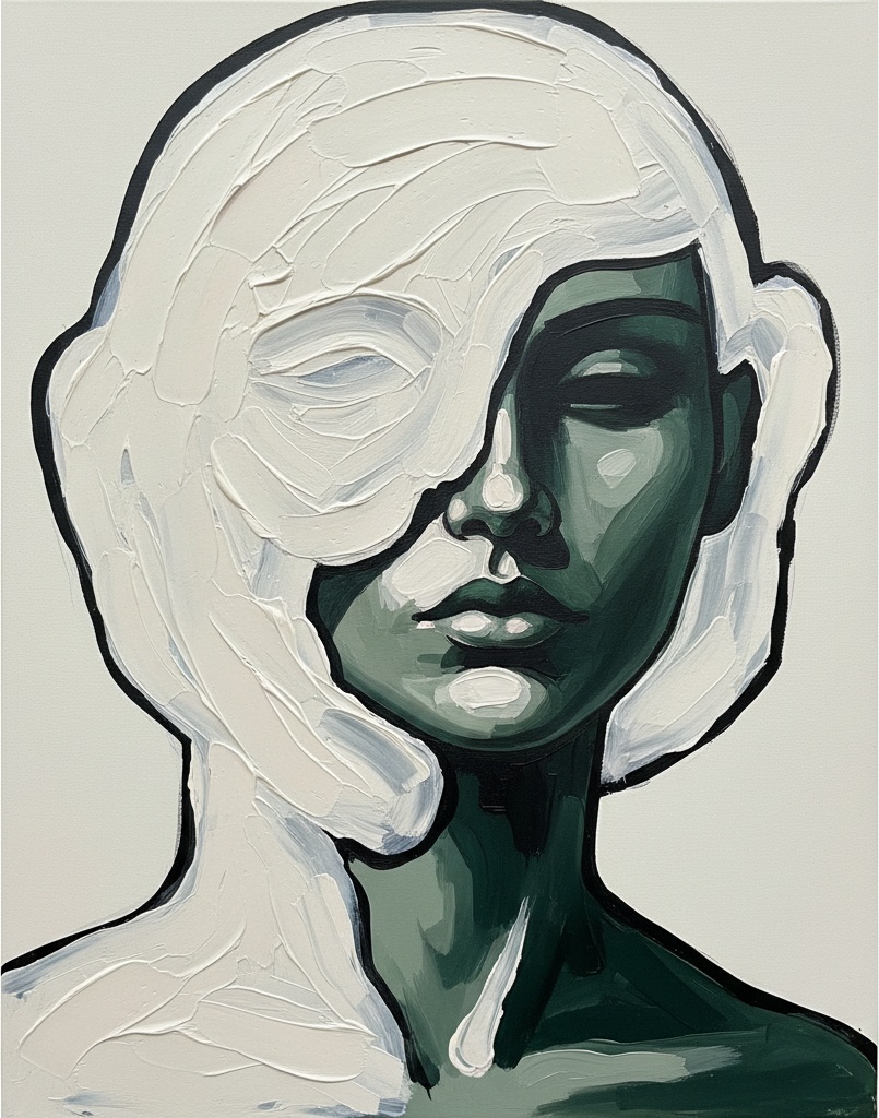 Fragmented Soul In Monochromatic Relief: A Singular Study Of Shadow And Impasto — Laurent Fabre