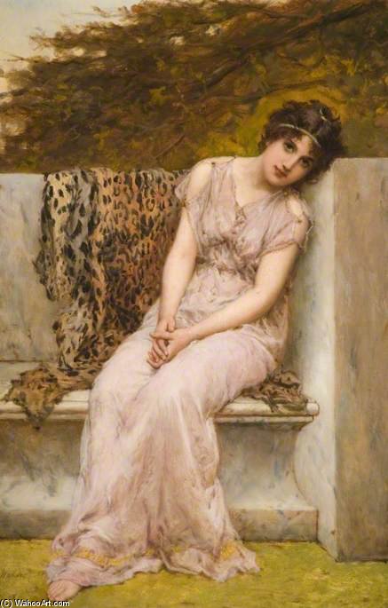 Portrait Of A Young Woman Sitting On A Marble Seat — William Oliver
