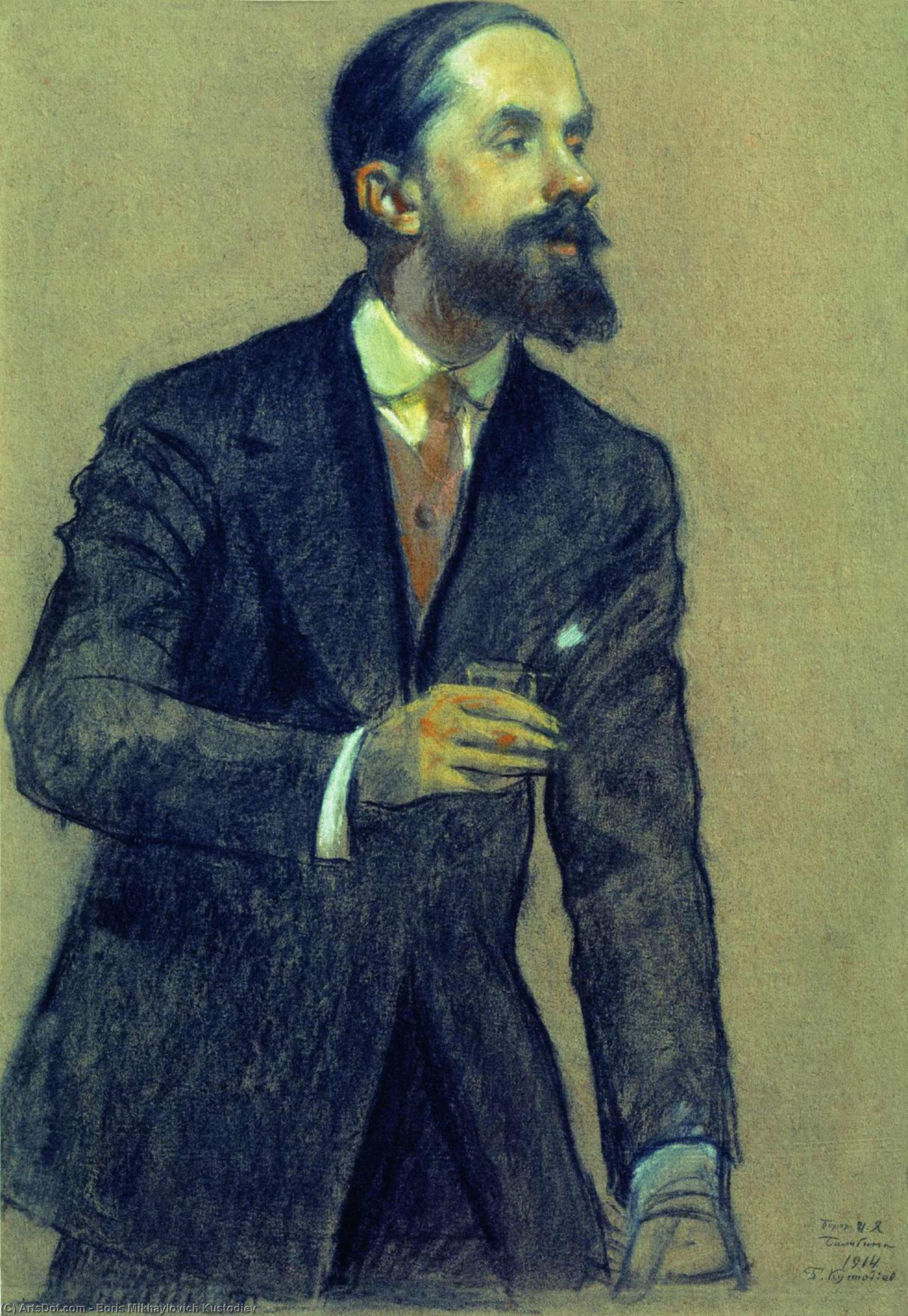 Portrait Of Ivan Bilibin — Boris Mikhailovich Kustodiev