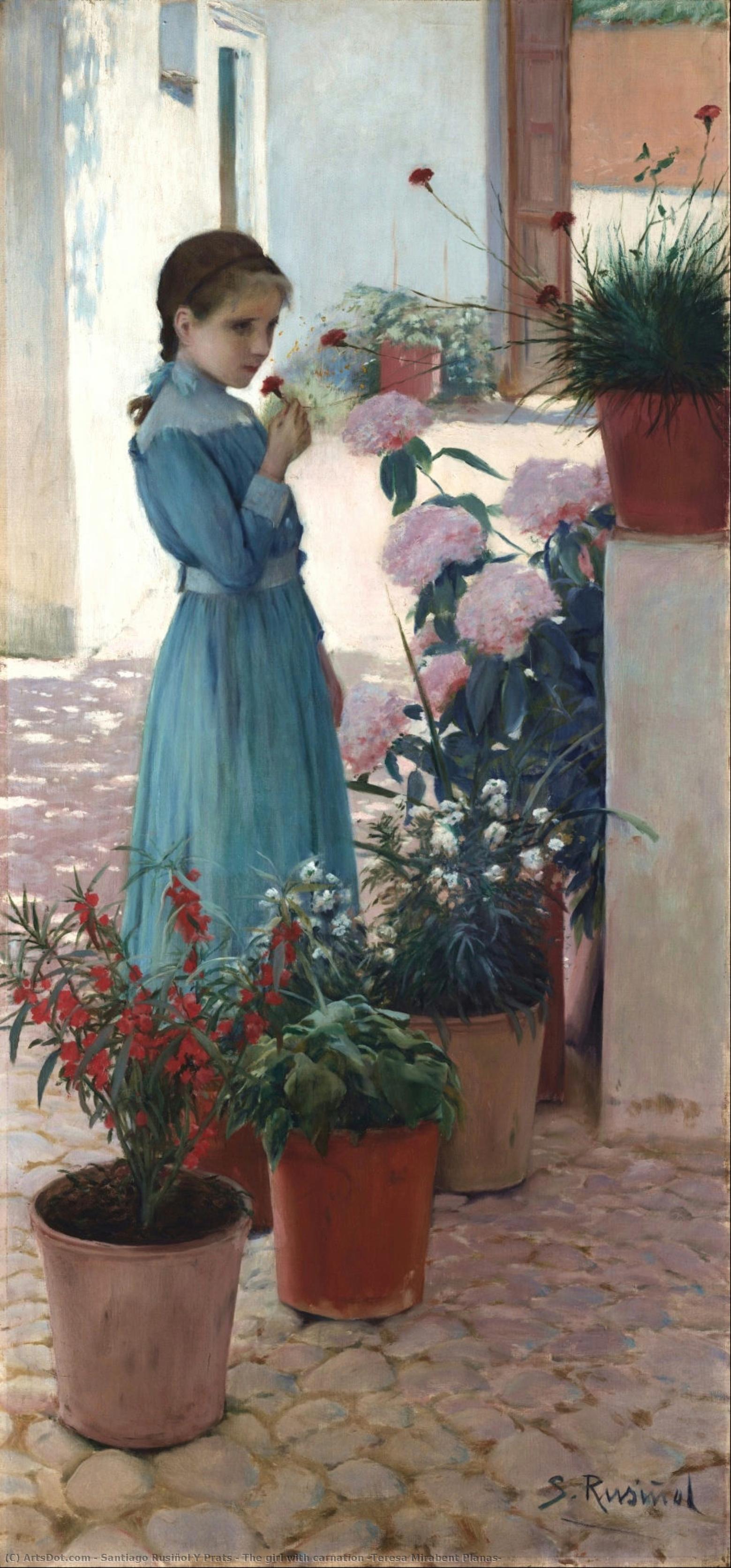 The Girl With Carnation (teresa Mirabent Planas) — Santiago Rusiñol