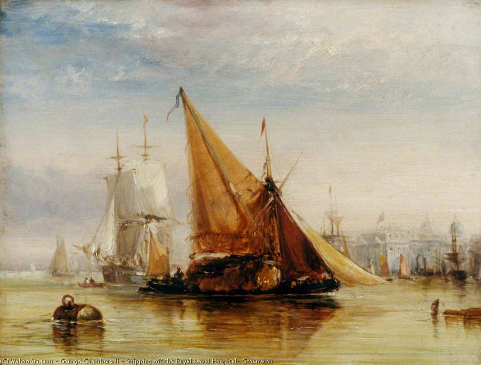 Shipping Off The Royal Naval Hospital, Greenwich — George Chambers Ii