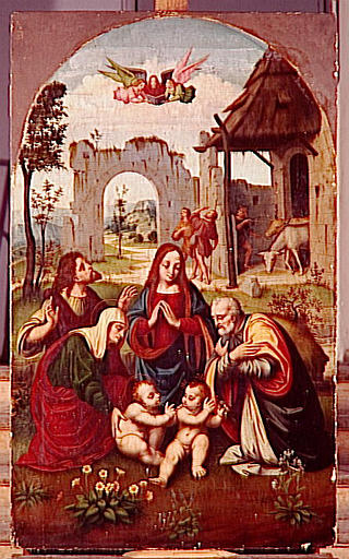 La Sainte Famille Avec Sainte Elisabeth, Saint Joachim Et Le Petit Saint Jean Baptiste — Marco D' Oggiono