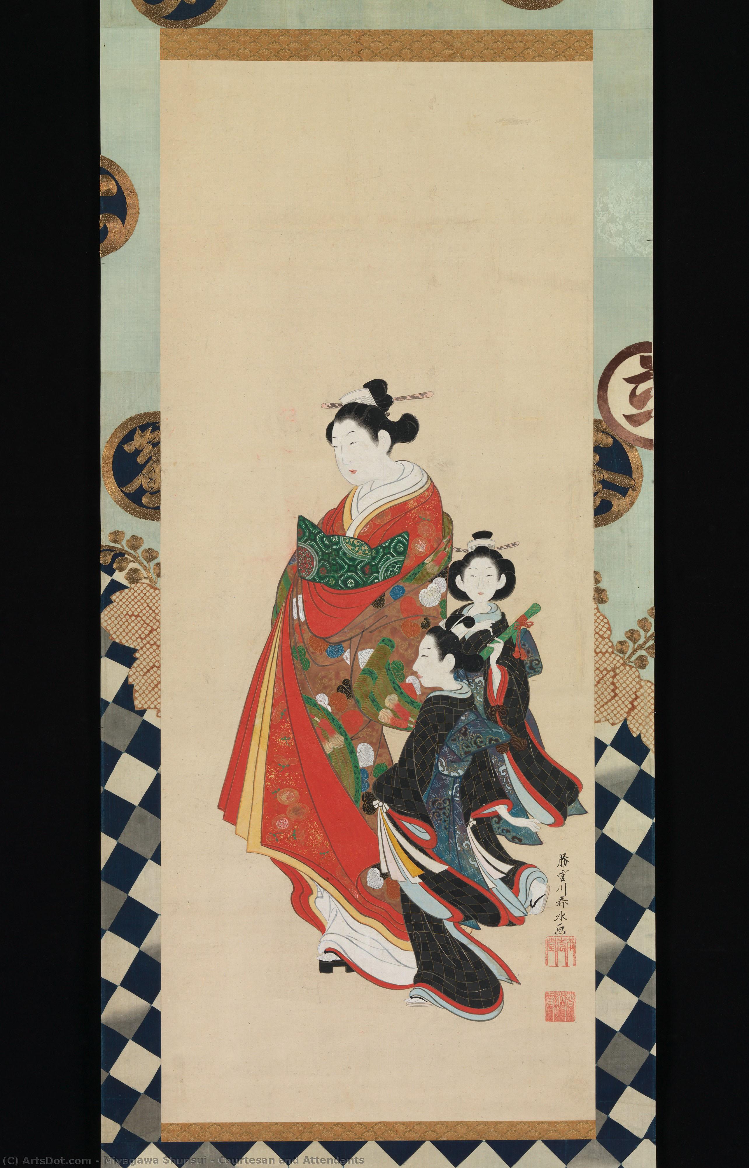 Courtesan And Attendants — Katsukawa Shunsui