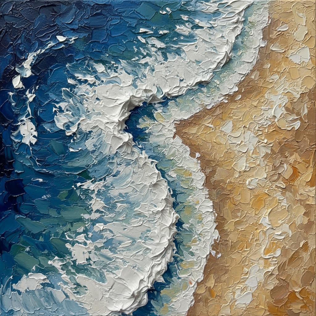 Ephemeral Surge: A Sculptural Study Of Oceanic Tension And Ochre Shorelines — David Moreau