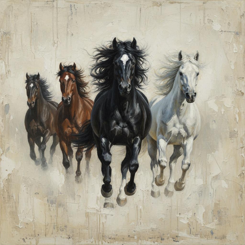 Ephemeral Momentum: A Monochromatic Study Of Charging Equine Shadows And Distressed Earth — Christian Noiret