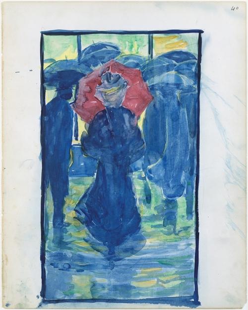 Night Scene With Figures Carrying Umbrellas — Maurice Brazil Prendergast