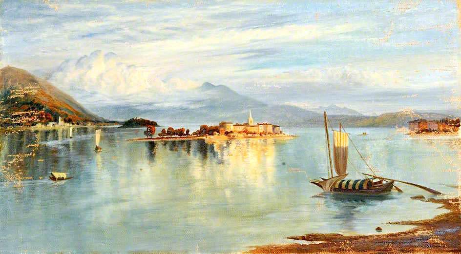 Lake With Islands And A Mountain Backdrop — John Wharlton Bunney