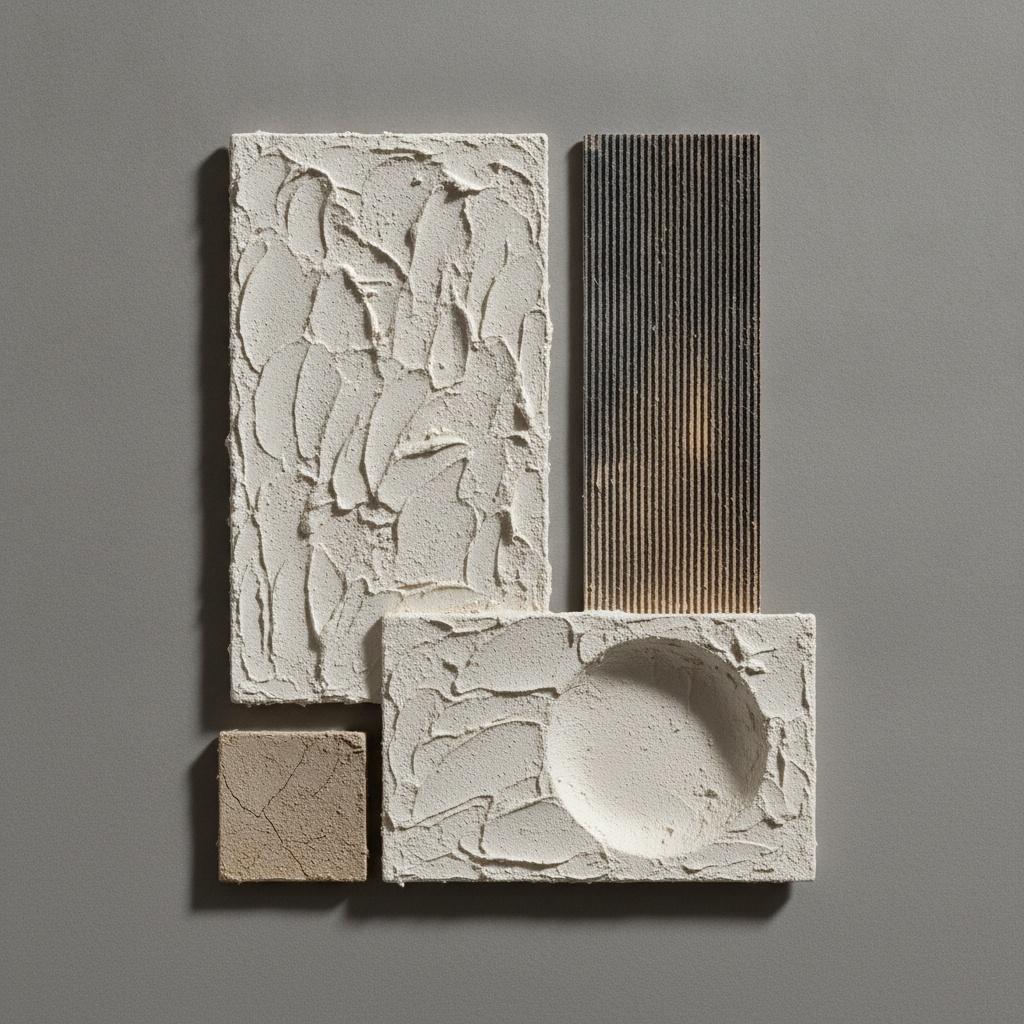 Fragmented Monoliths In Alabaster And Taupe Relief — David Moreau