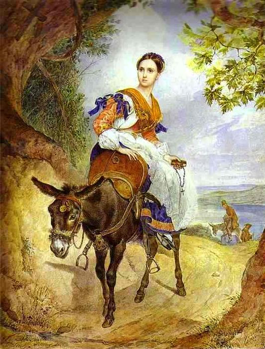 Portrait Of O. P. Ferzen On A Donkeyback — Karl Pavlovich Brulloff