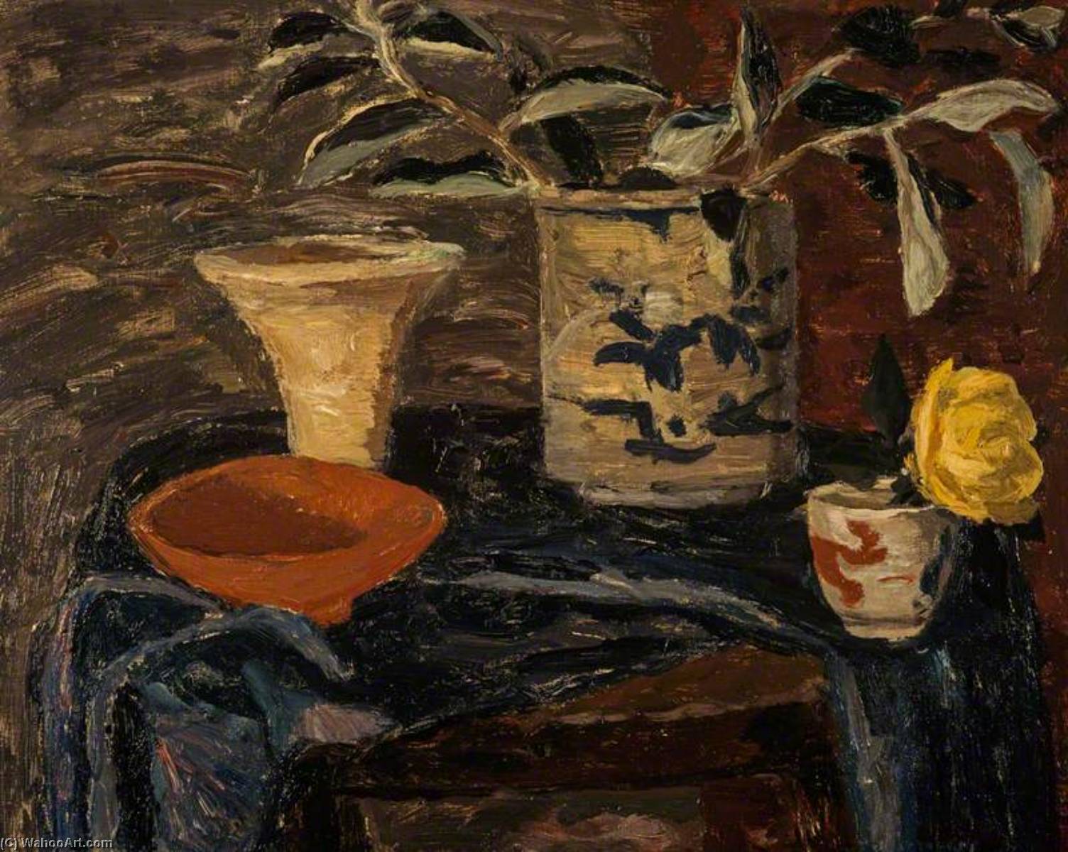 Still Life On A Blue Cloth — Sir William George Gillies