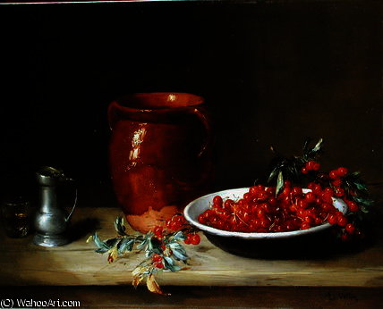 Still Life Of Cherries In A Bowl — Antoine Vollon