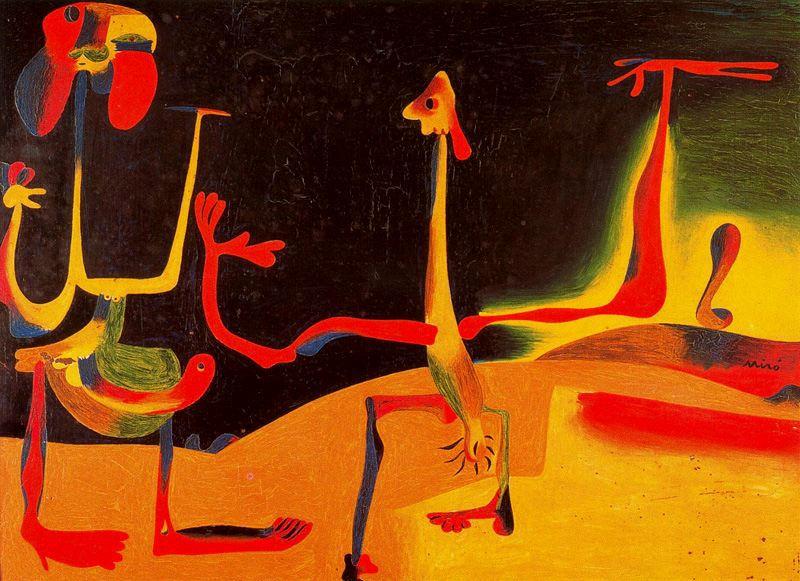 Hombre Y Mujer Frente A Una Pila De Excrementos — Joan Miró