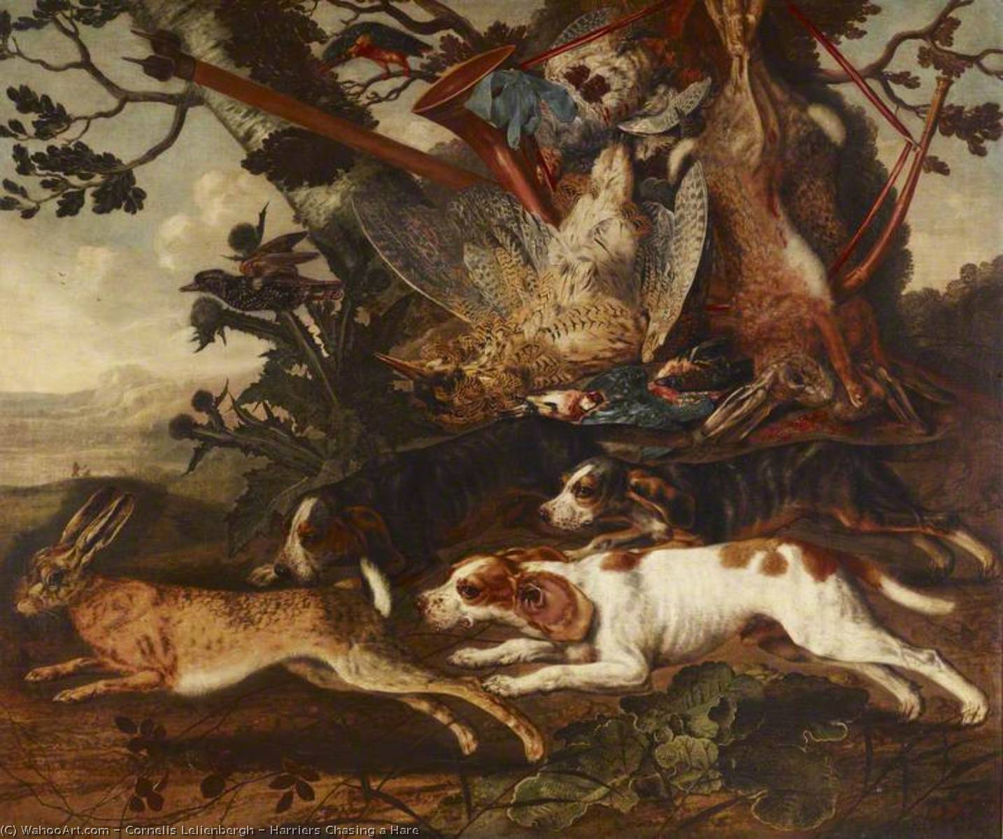 Harriers Chasing A Hare — Cornelis Van Lelienbergh