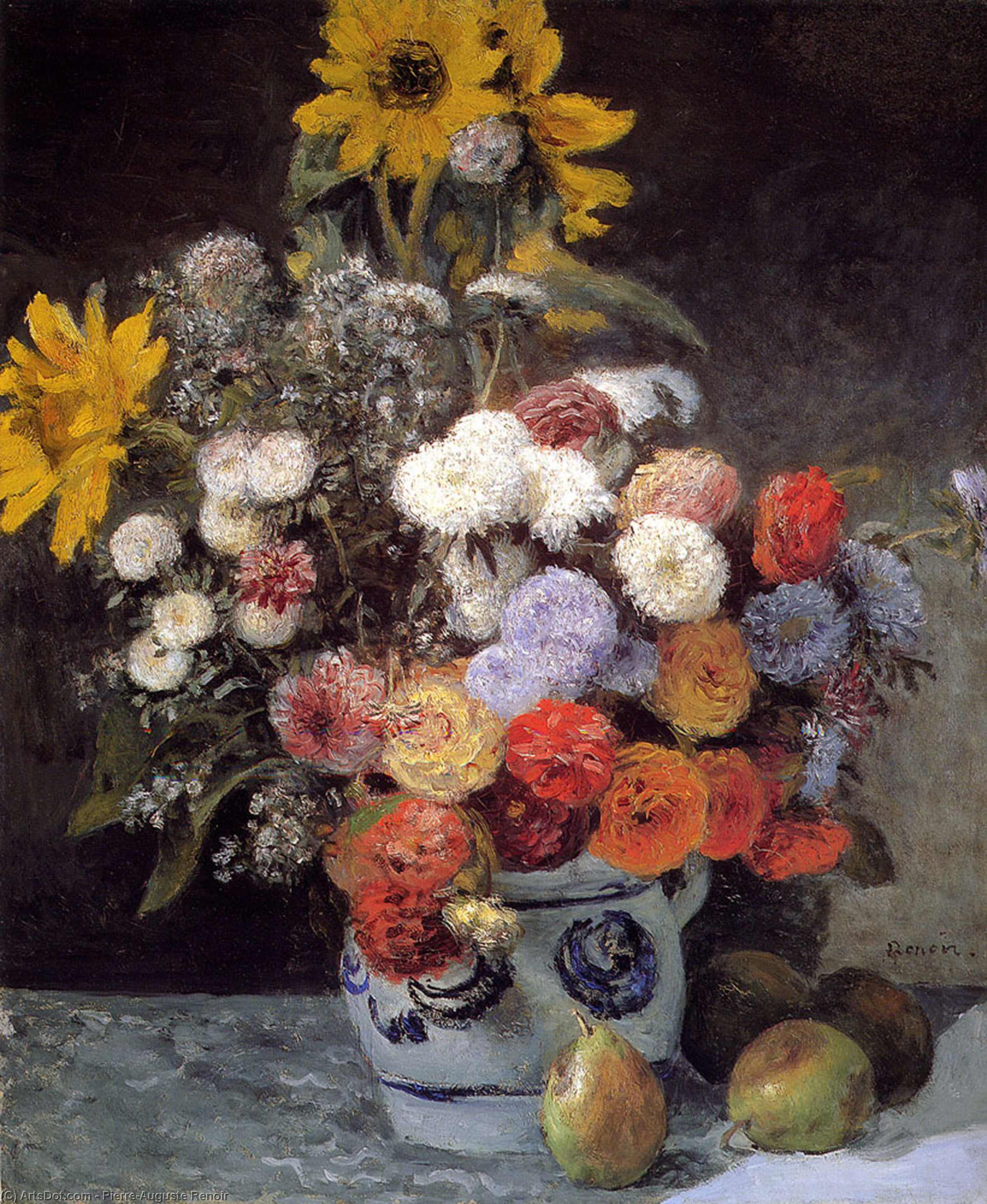 Mixed Flowers In An Earthware Pot — Pierre-auguste Renoir