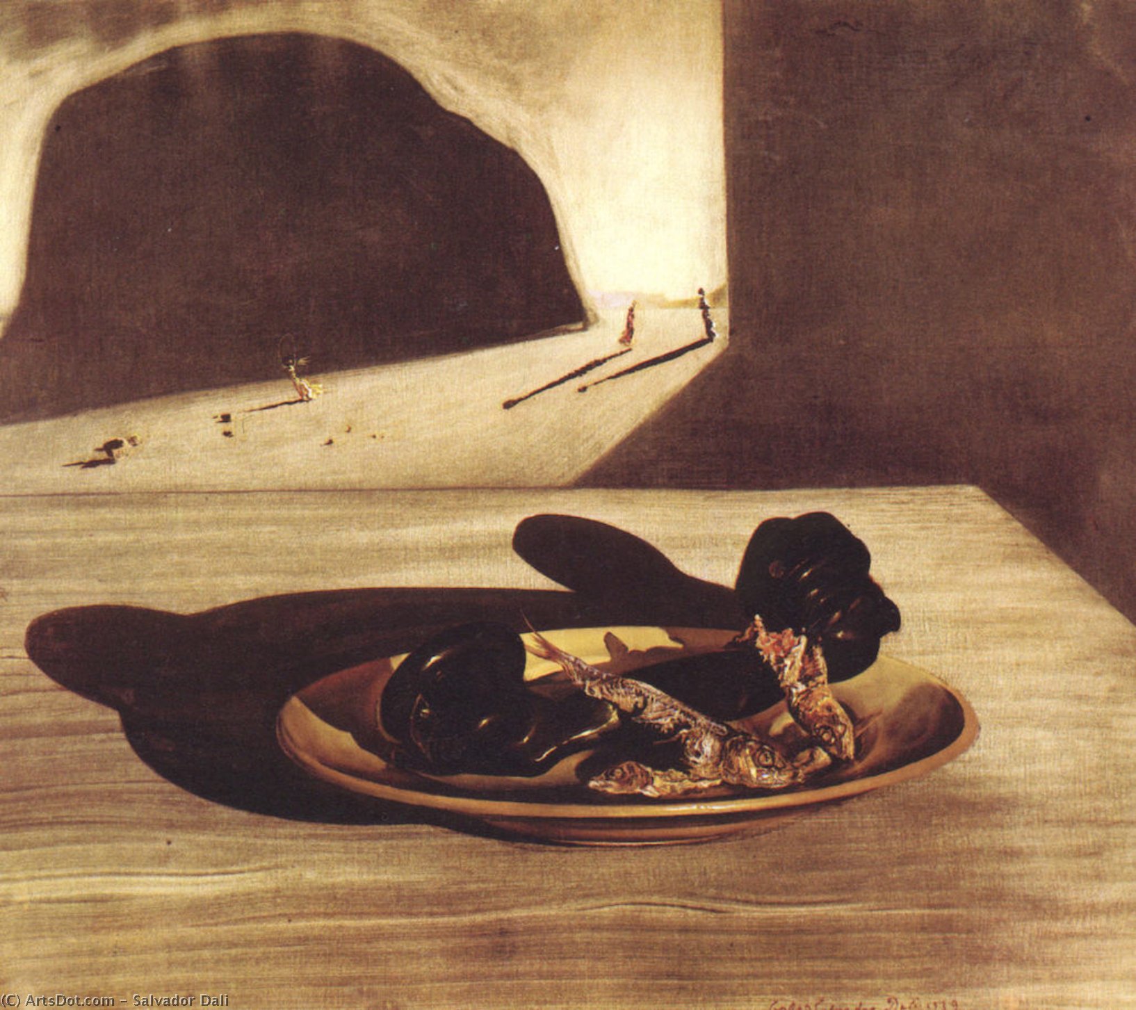 Telephone In A Dish With Three Grilled Sardines At The End Of September, 1939 — Сальвадор Дали