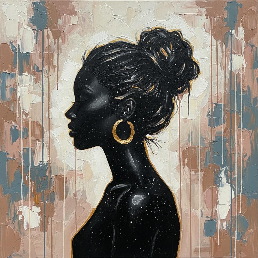 Celestial Silhouette In Gilded Earth Tones: A Meditative Monolith Of Cosmic Dust — Christian Noiret