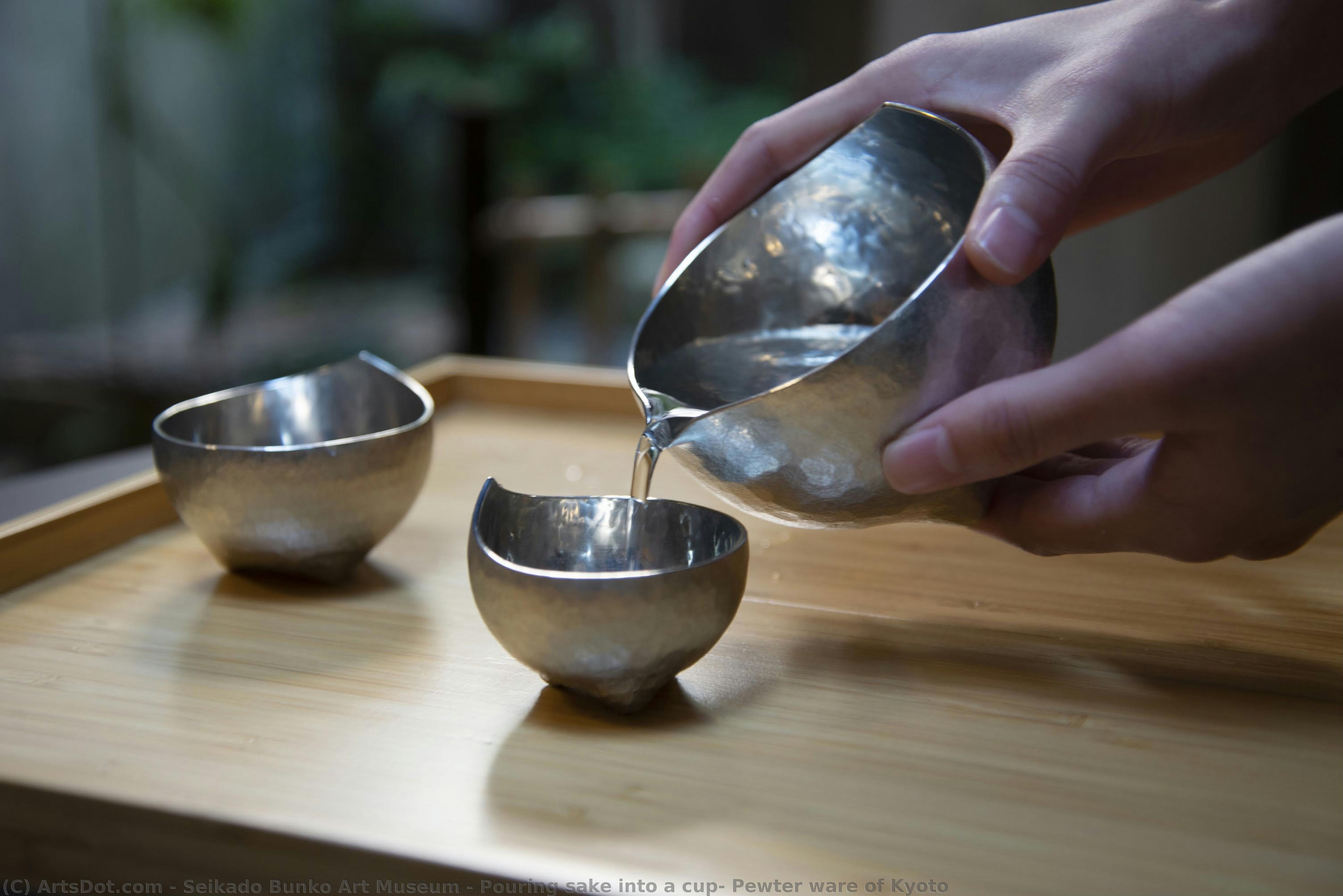 Pouring Sake Into A Cup, Pewter Ware Of Kyoto — Seikado Bunko Art Museum