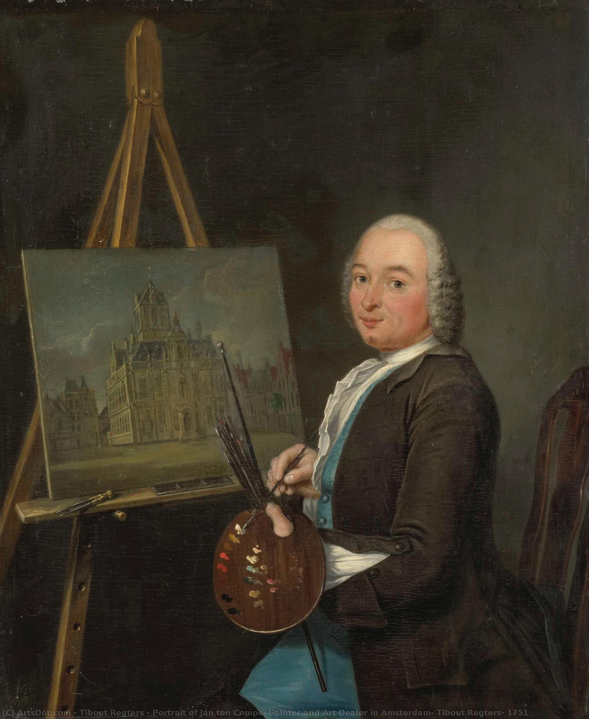 Portrait Of Jan Ten Compe, Painter And Art Dealer In Amsterdam, Tibout Regters, 1751 — Tibout Regters