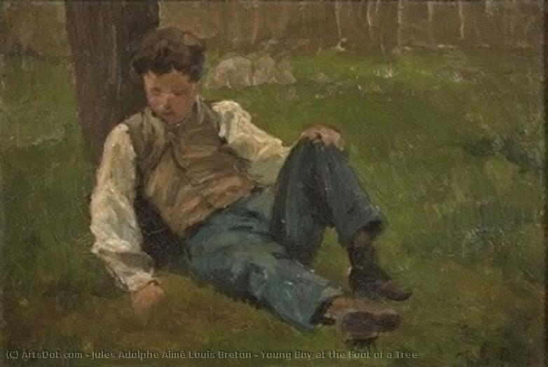 Young Boy At The Foot Of A Tree — Jules Adolphe Aimé Louis Breton