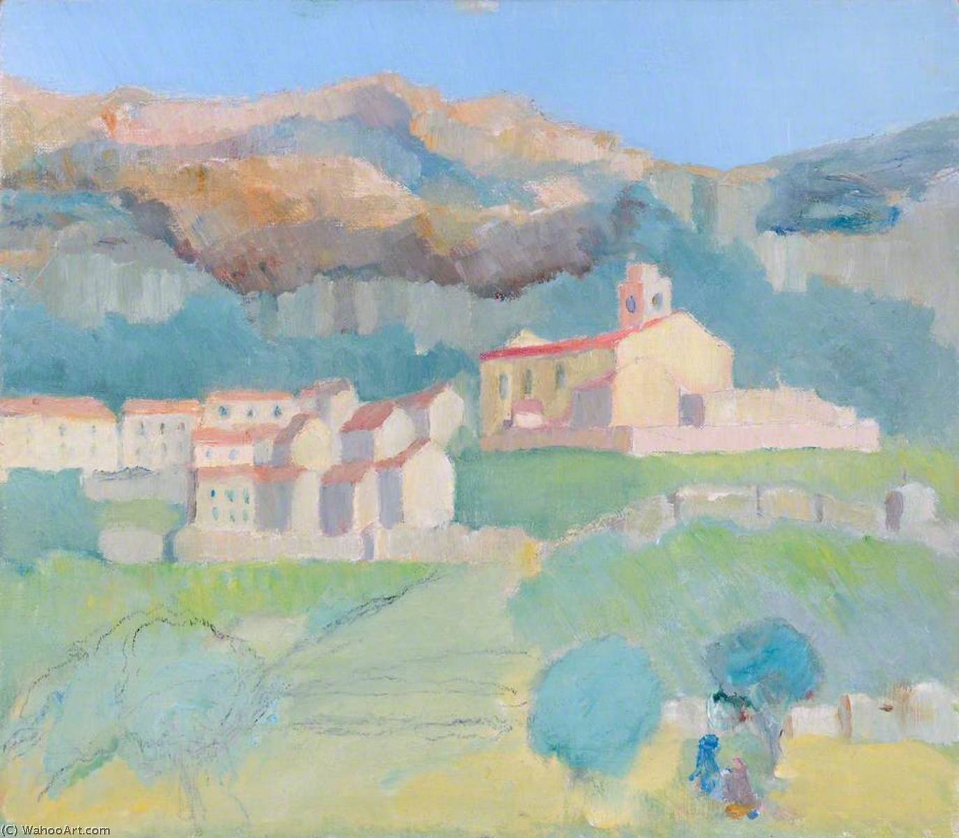 French Town And Church — Margaret Sidney Davies