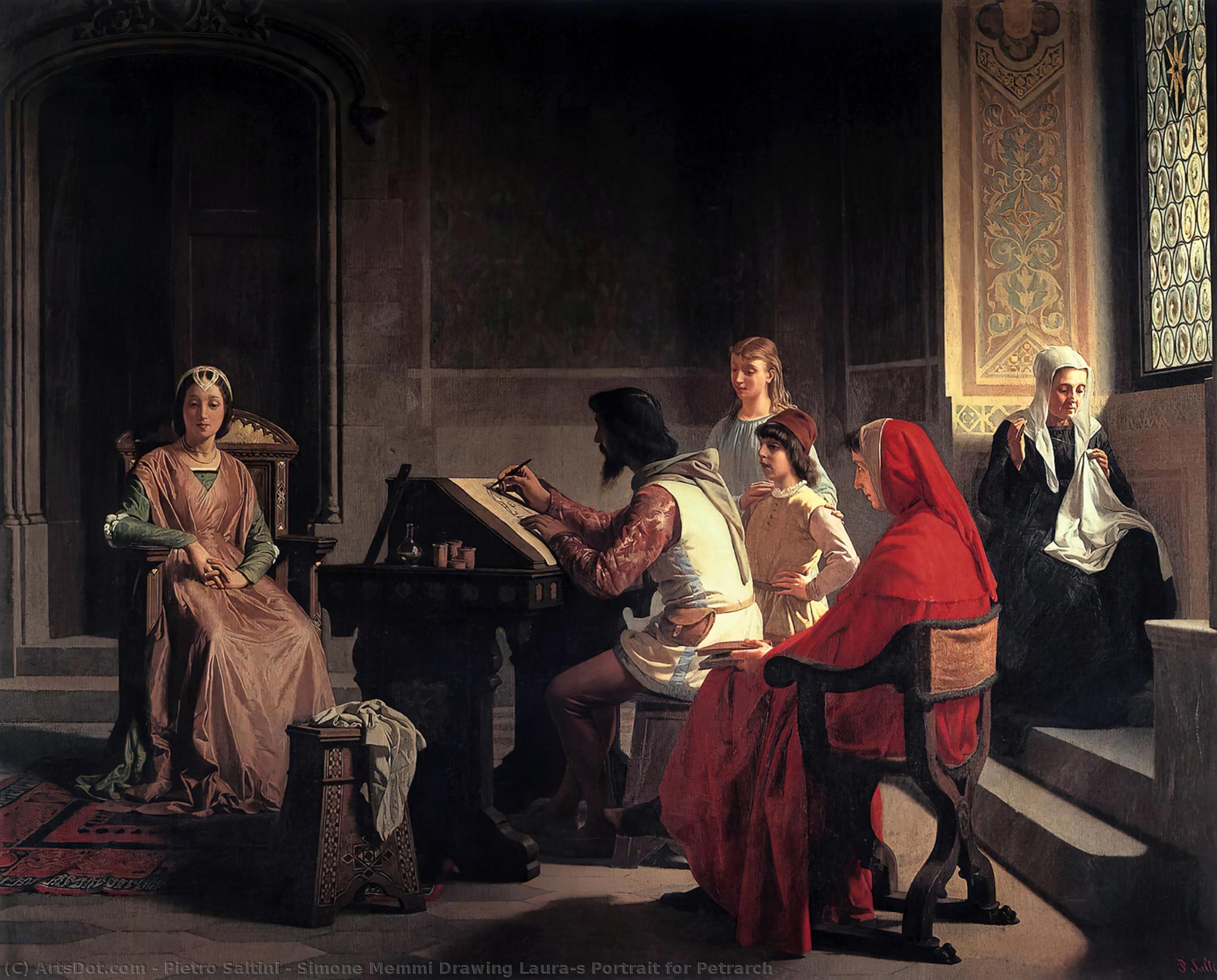 Simone Memmi Drawing Laura's Portrait For Petrarch — Pietro Saltini