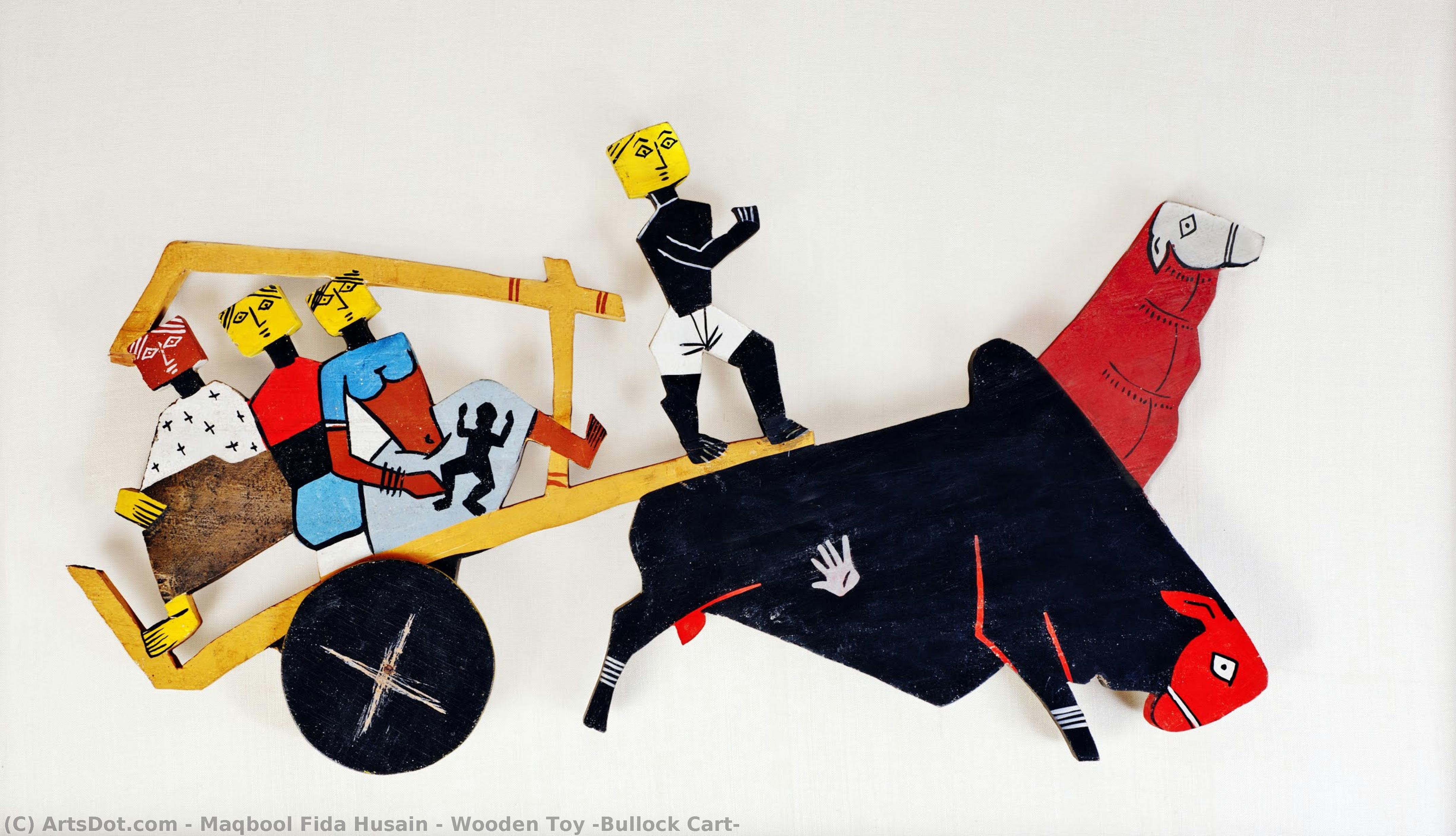 Wooden Toy (bullock Cart) — M.f. Husain