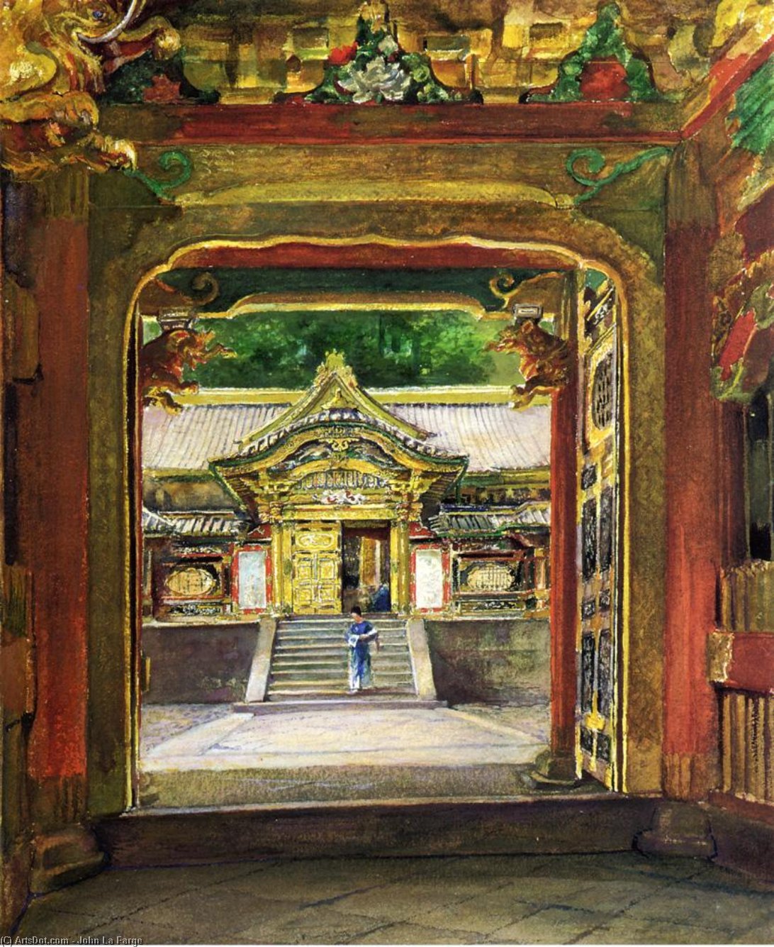 In The Third Gate, Looking Toward The Fourth Of The Temple, Iyemitsu, Nikko — John La Farge